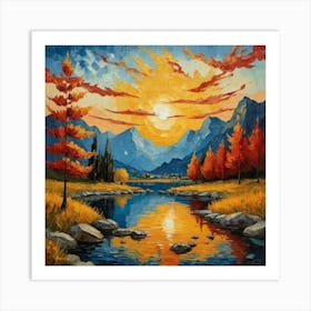 Sunset In The Mountains 5 Art Print