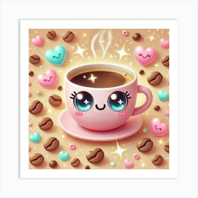 Cute Kawaii Coffee Cup (4) Poster