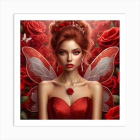 Mermaid With Roses Art Print