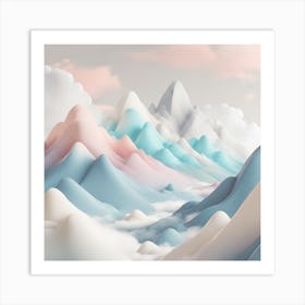 Firefly An Illustration Of A Beautiful Majestic Cinematic Tranquil Mountain Landscape In Neutral Col (61) Art Print