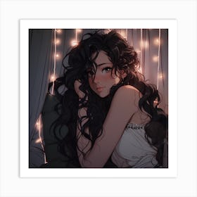 Anime Girl With Long Hair Art Print