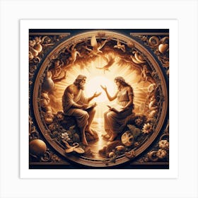 Jesus And The Woman Art Print