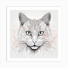 Minimalism Masterpiece, Trace In Cat + Fine Gritty Texture + Complementary Pastel Scale + Abstract + (3) Art Print