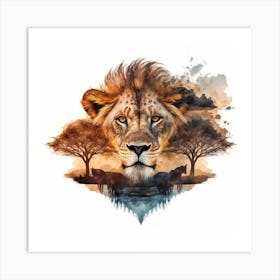 Lion in the Savanna Art Print