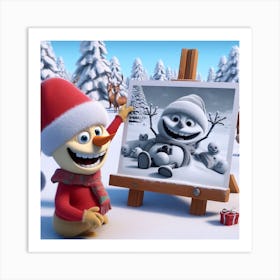 Snowman Painting Art Print