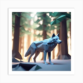 Low Poly Wolf 2 Art Print