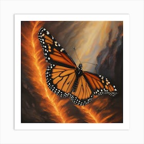 Monarch Butterfly In Flames Art Print