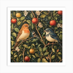 Birds In An Apple Tree Art 2 Art Print