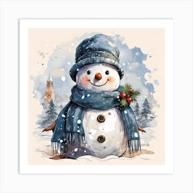 Snowman In Winter 1 Art Print