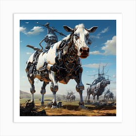 Surreal Cyborg Cows On A Farm Ai Art Depot 24 Art Print