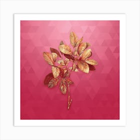 Vintage Eastern Leatherwood Botanical in Gold on Viva Magenta n.0472 Art Print