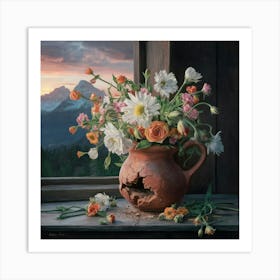 Sunset Flowers Art Print