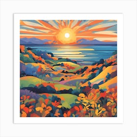 Sunset Over The Sea Art Print