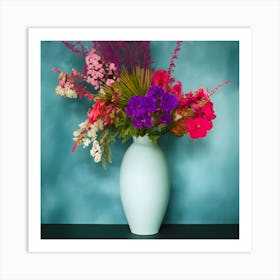 Creating A Beautiful Vase With Dazzling Colors And A Background With Beautiful Colors Solely Through 1 Art Print