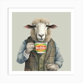Watercolour Welsh Sheep Delwyn Art Print