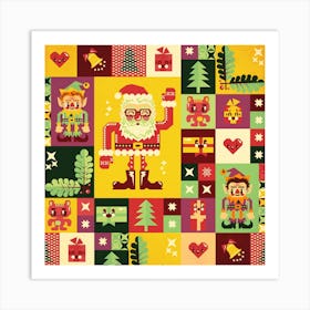 Chobopop Christmas Pattern Art Print