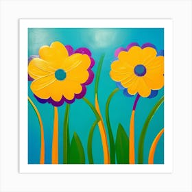 Yellow And Purple Flowers Art Print