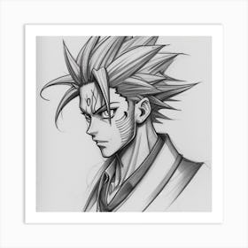 Drawing Of A Manga Character Art Print