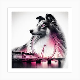 Collie silhouette 6 Art Print