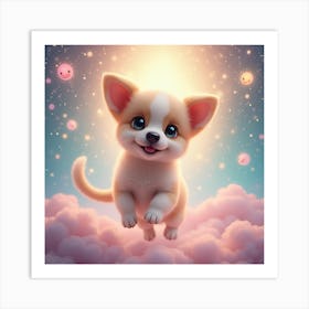 Corgi Puppy In The Clouds Art Print