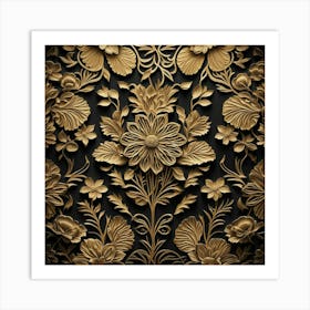 Gold Floral Wallpaper Art Print