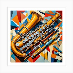 Woodwind Instruments Cubism Style Art Print