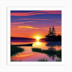 Sunset By The Lake 61 Art Print