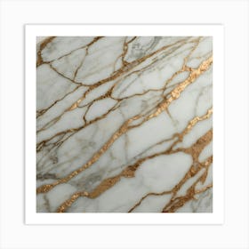 Gold And White Marble Art Print