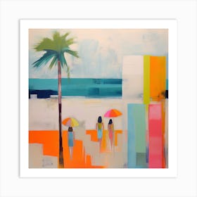 Retro Beach Days Colorblock 5 Art Print