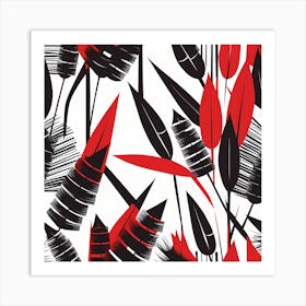 Red And Black Feathers, vector art Art Print