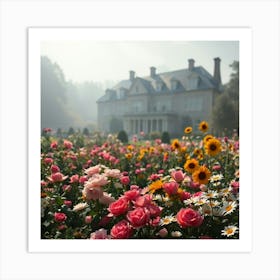 Roses In Front Of A House Art Print