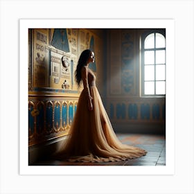 Beautiful Woman In A Long Gown Art Print