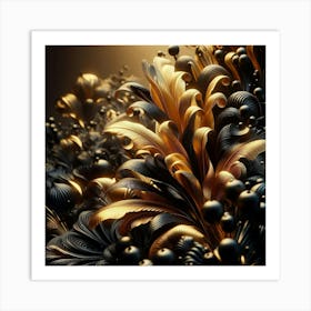 Abstract Gold And Black Art Print