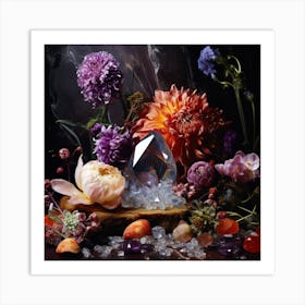 Flowers And Crystals 3 Art Print