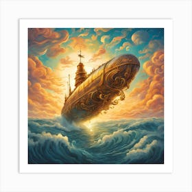 Submarine In The Clouds Art Print