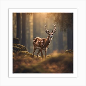 Deer in the forest 1 Art Print