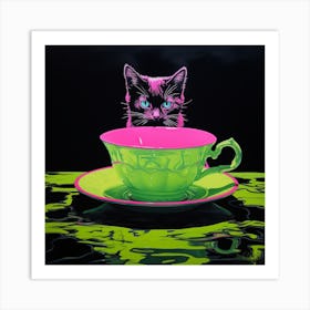 Cat In Teacup Art Print