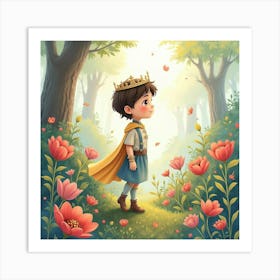 Enchanting Prince In A Watercolor Dreamy Garden 1 Art Print