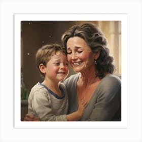 Mother And Son Hugging Art Print