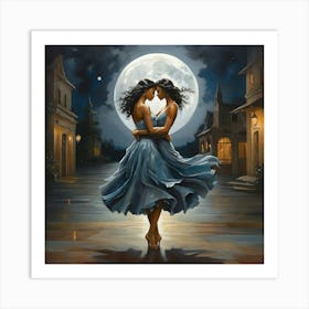 Two Women Dancing In The Moonlight Art Print