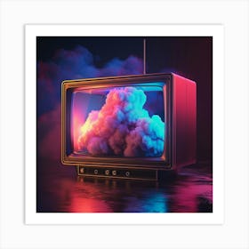 Old Tv In The Clouds Art Print