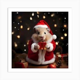 Santa Hamster 1 Art Print