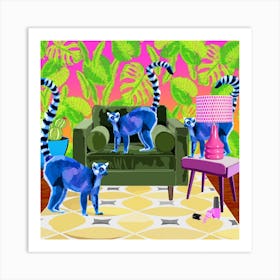 Lemurs Square Art Print