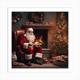 Santa Claus Eating Cookies 27 Art Print