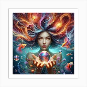 Woman Holding A Crystal Ball Art Print