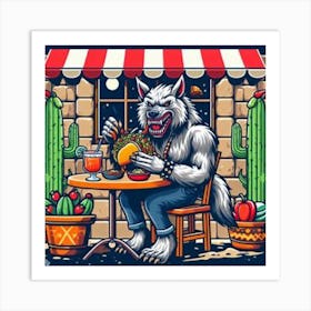 wolf eating taco Art Print