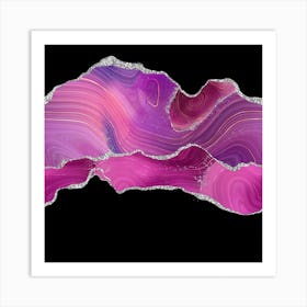 Magenta & Silver Agate Texture 04 1 Art Print