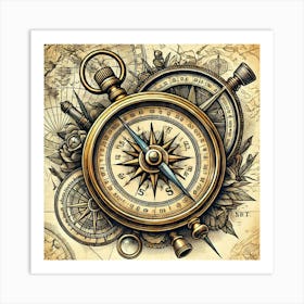 Tattoo Compass 1 Art Print