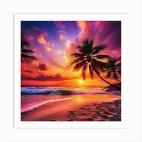 Sunset At The Beach 192 Art Print