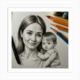 Portrait Of A Mother And Child 1 Art Print